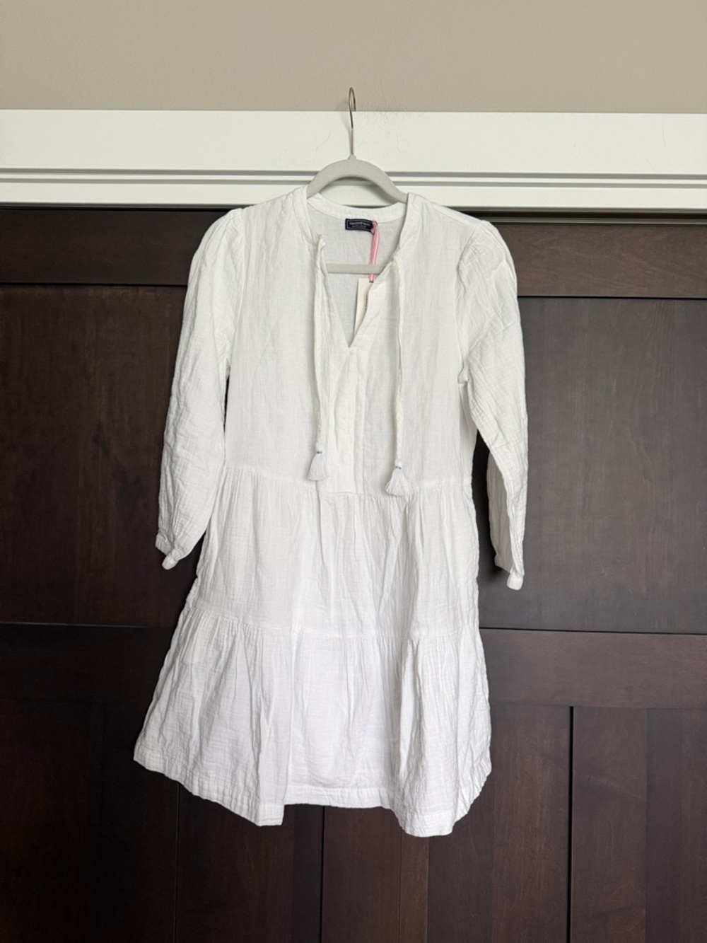 Vineyard Vines Women’s Tiered Gauze Cover-up Dress with Tassels in White Cap XXS